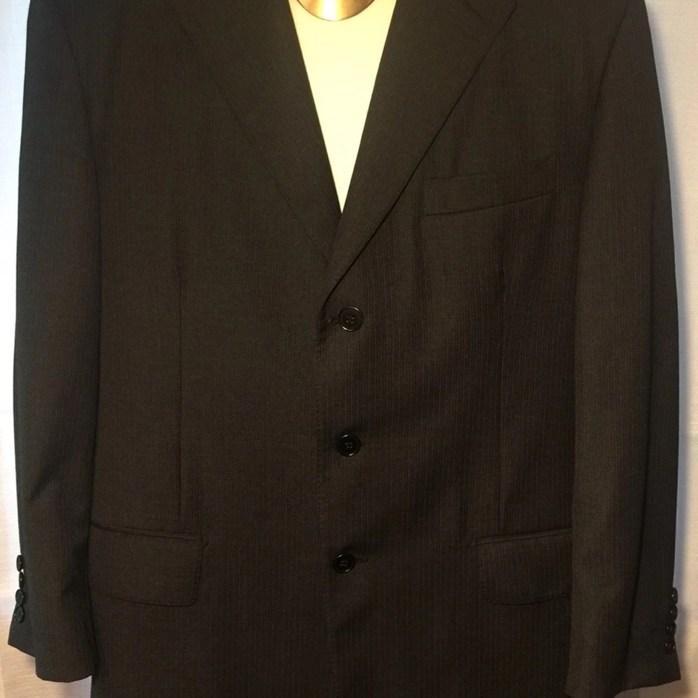 Faconnable Dark Gray Italian‎ Wool Men's Suit Jacket